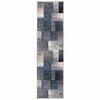 World Rug Gallery Modern Distressed Boxes 2' x 3' Blue 956BLUE2X3